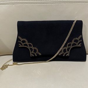 Brand New Black Clutch with Elegant Gold Details